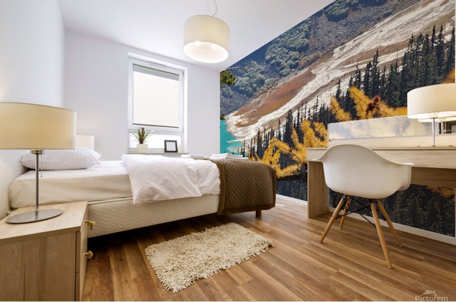 Lake Louise and Larch Trees  Mural print