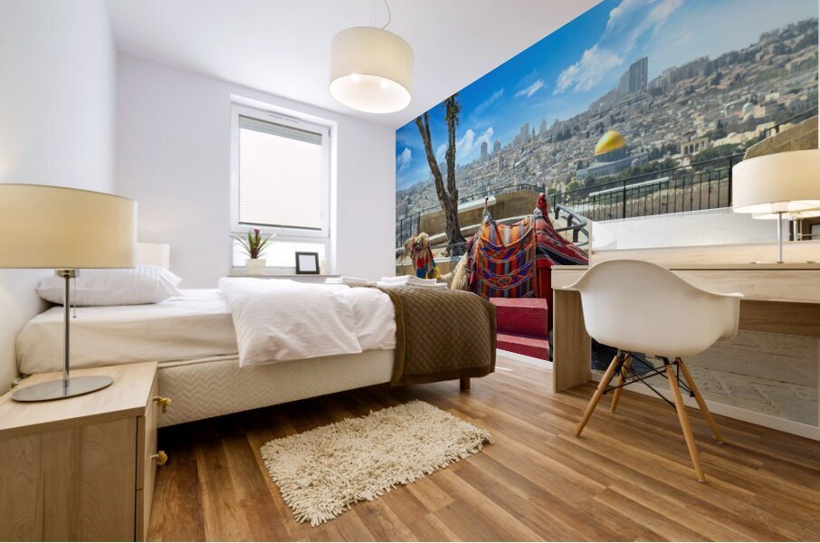 Jerusalem Islamic shrine Dome of the Rock located in the Old City on Temple Mount Mural print