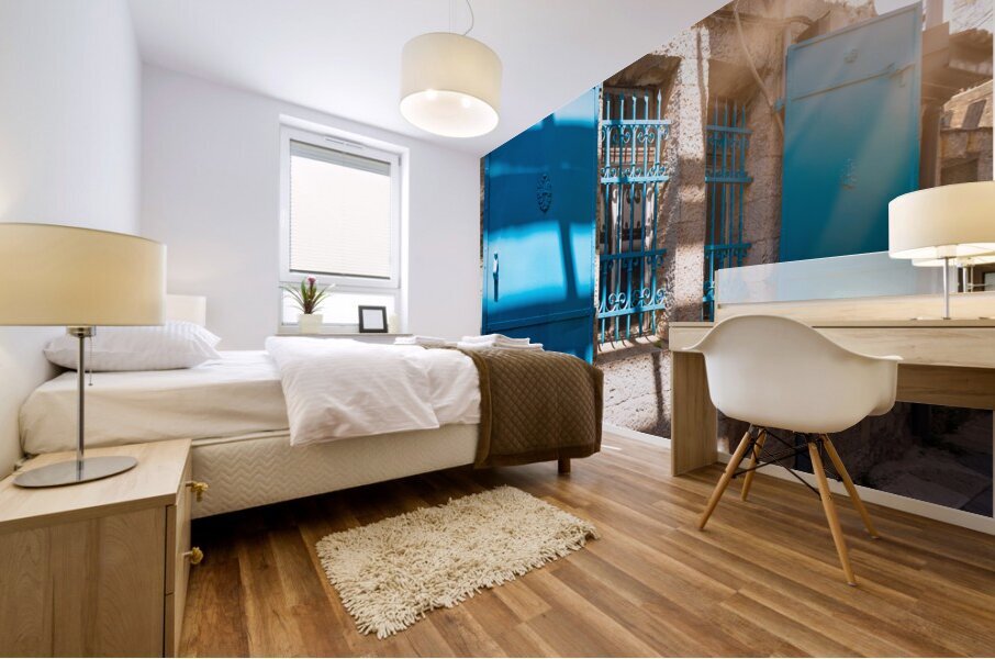 Israel Jerusalem old narrow streets of Nahlaot historic neighborhood with many small synagogues Mural print