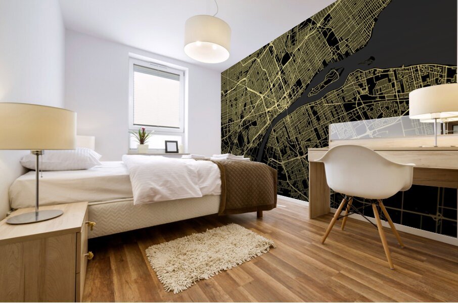 Detroit Michigan City Map Print Mural print