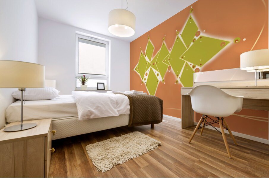 Olive and Rust Diamonds Mural print