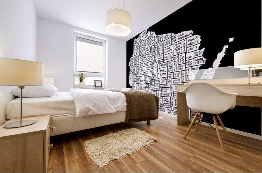 Wisconsin black Mural print