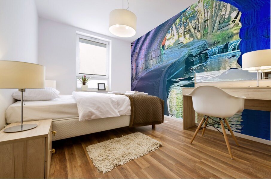Impressionistic River Side Tunnel Walk Way in the Scottish Highlands  Mural print