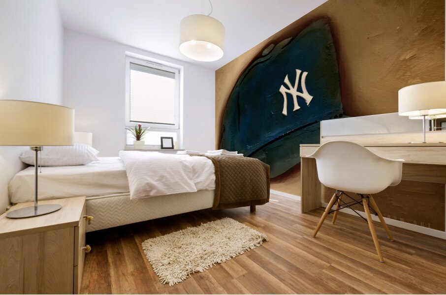 vintage new york yankees hat art Mural print