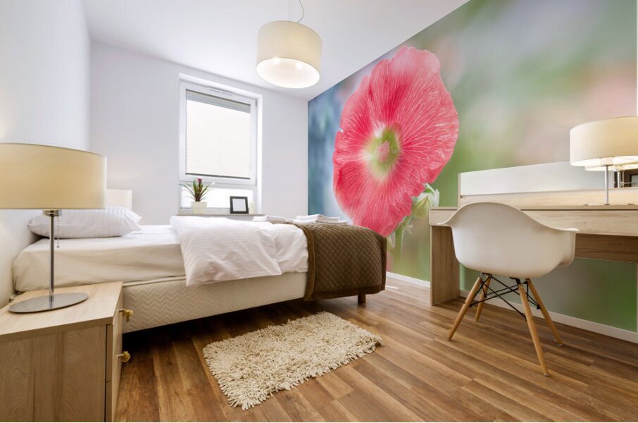 Red Hollyhock Mural print