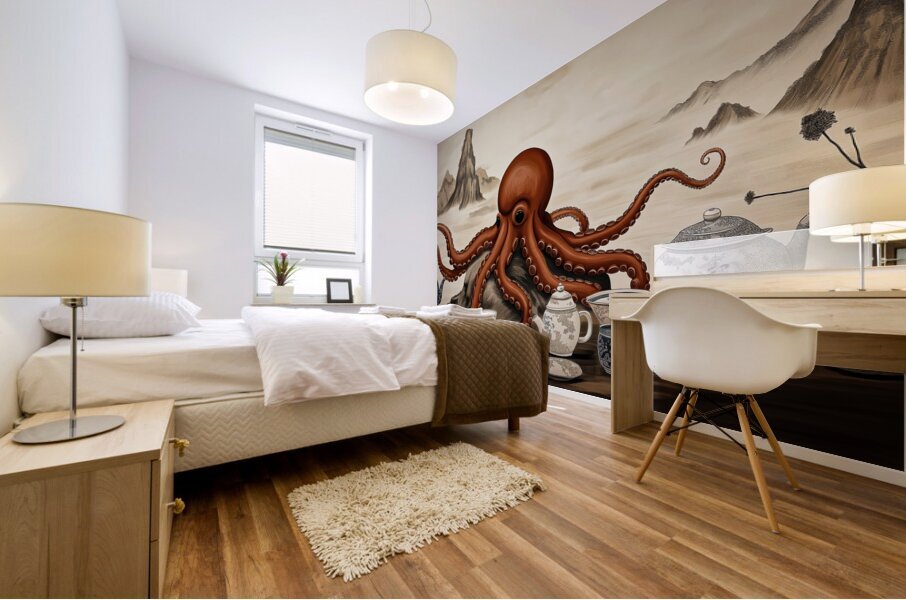 Octopus Tea Party Mural print