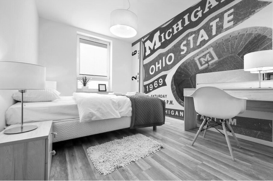 1969 Michigan Ohio State Black and White Ticket Mural print