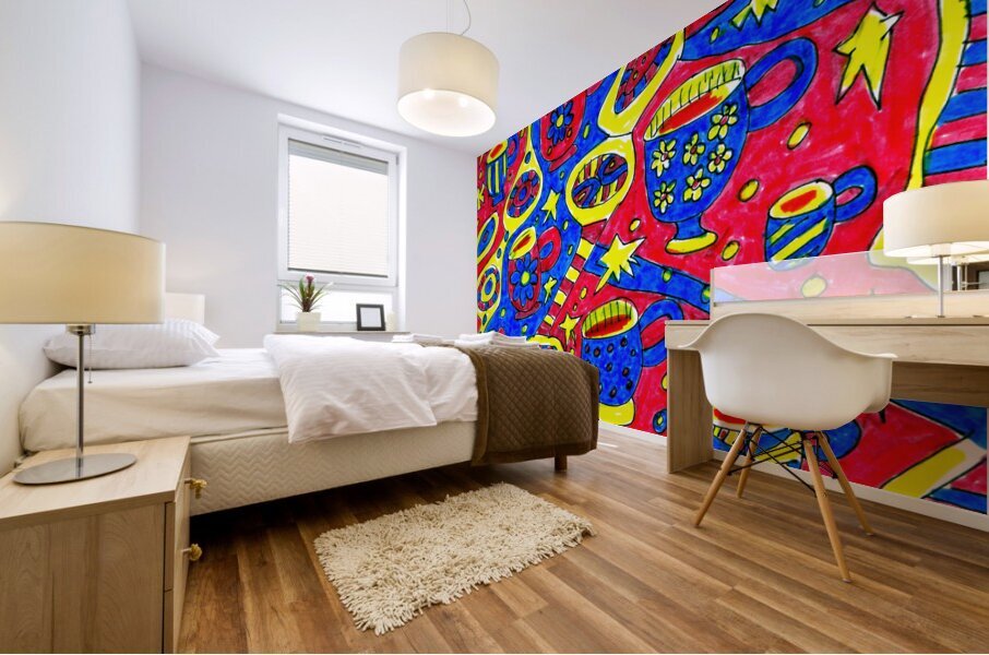 Abstract Doodle Art Colourful Mugs  Mural print