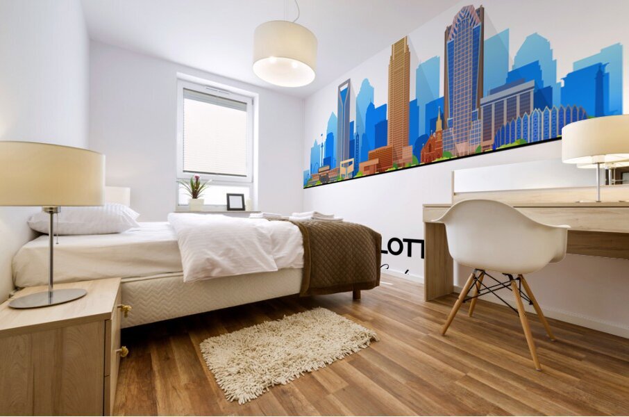 Charlotte North Carolina City Skyline Print Mural print