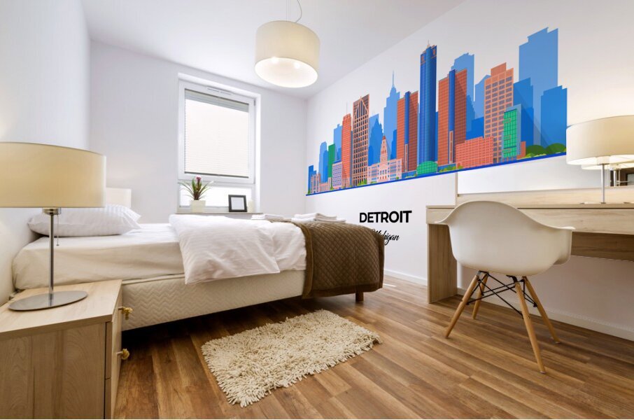 Detroit Michigan City Skyline Print Mural print