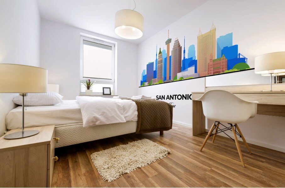 San Antonio Texas City Skyline Print Mural print