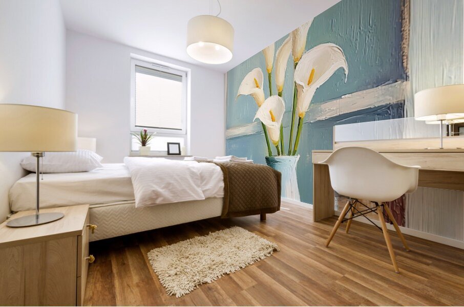 Calla Lilies and Books Mural print