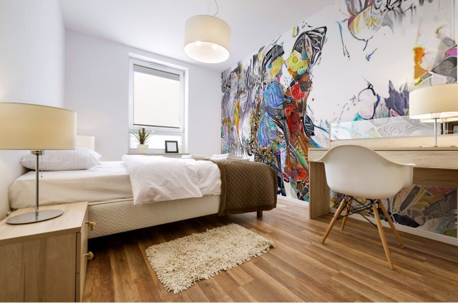 Vibrant Abstract Dance in Colorful Swirls Mural print