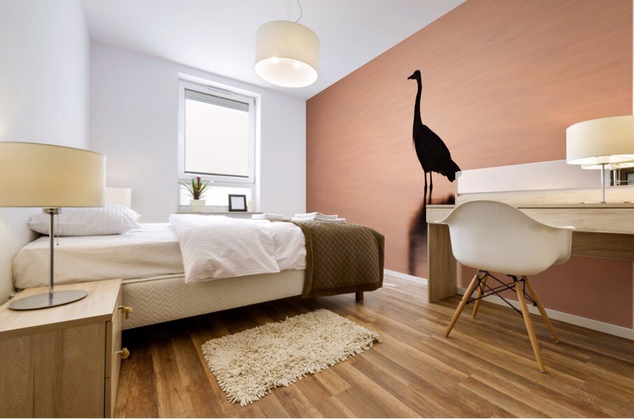 Blue Heron Silhouette and Reflection Mural print