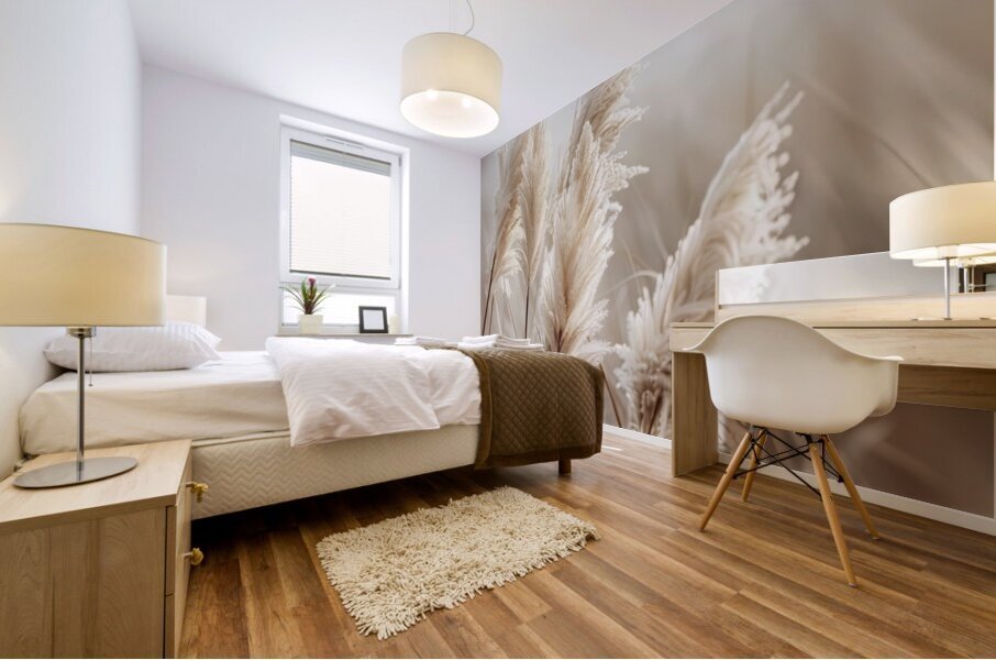 Pampas grass by the sea Mural print