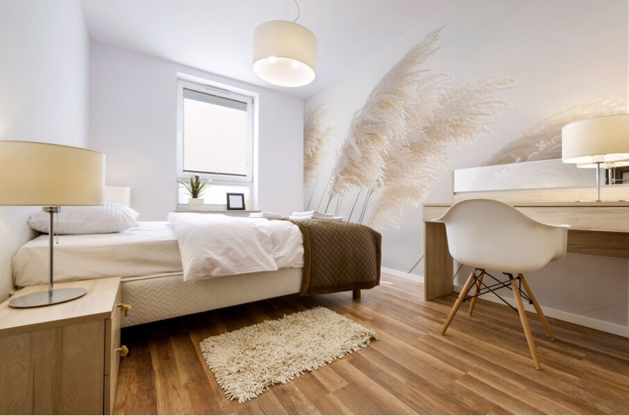 Poetry by the sea - Tender pampas grass Mural print