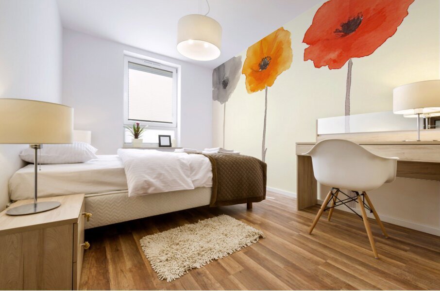 Six Poppies Mural print