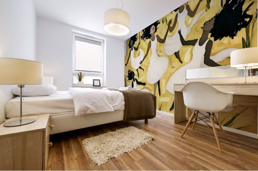 Black Girls DancingJoyously Mural print