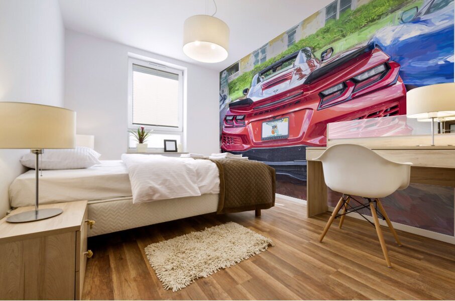 2024 Red Mistic Chevrolet Corvette E RAY Convertible X1  4 Mural print