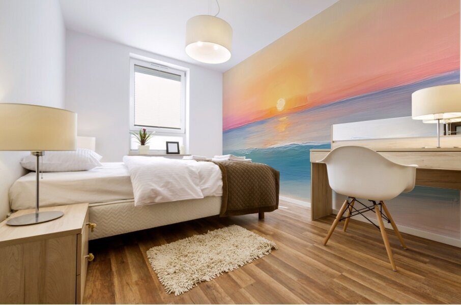 Sunrise over Sea Minimalist Mural print
