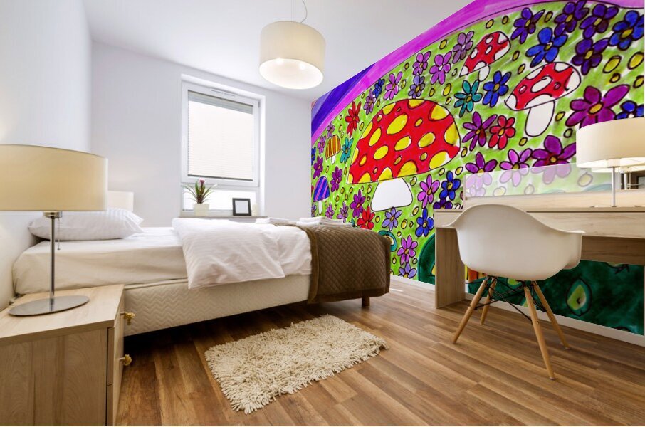 Abstract Doodle Art Sunshine and Showers Mural print