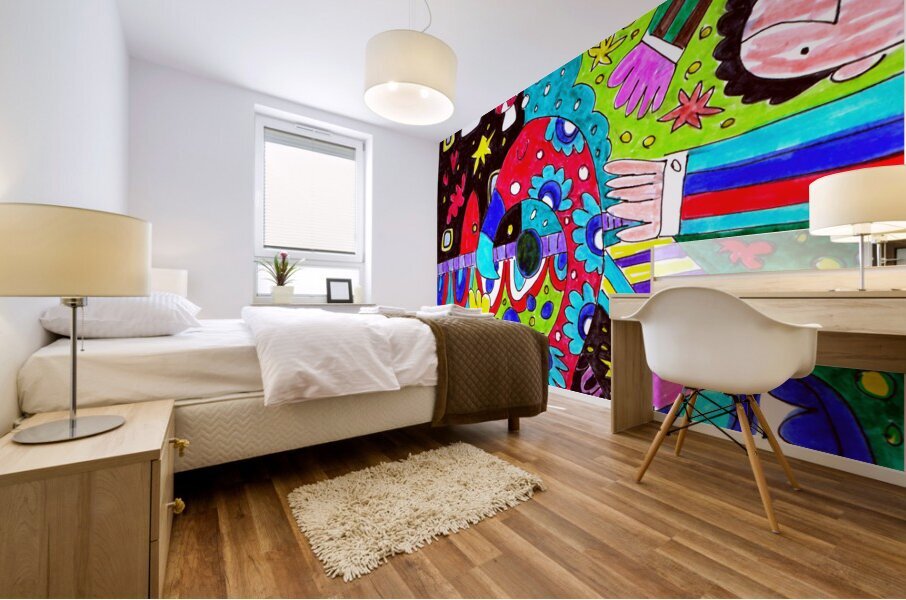 Abstract Doodle Art Whimsical Characters Mural print