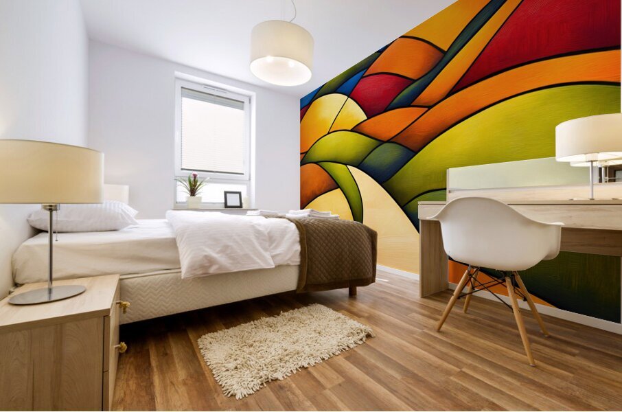 Abstract Italian Hill Village Mural print