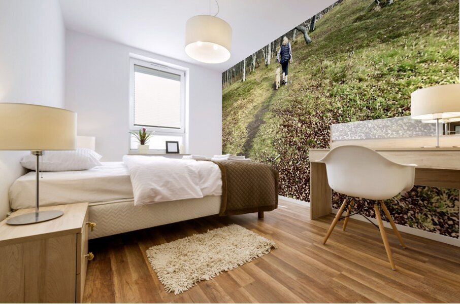 Scenes from the Trail - Impressionistic Dog Walk  Mural print