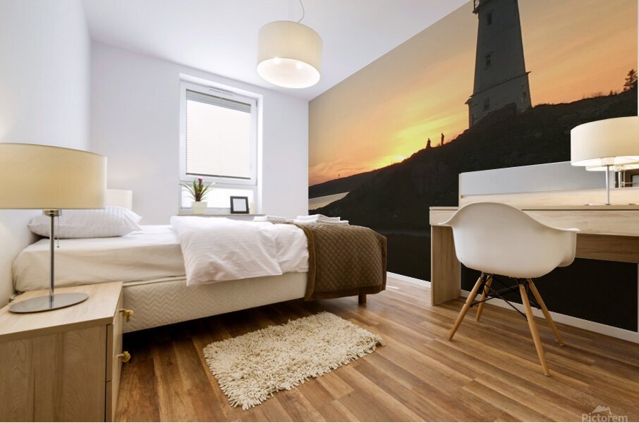 Lighthouse at dusk Mural print
