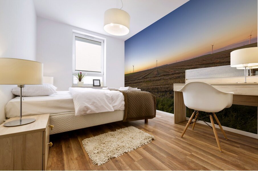Wind Turbines at Sunset Mural print
