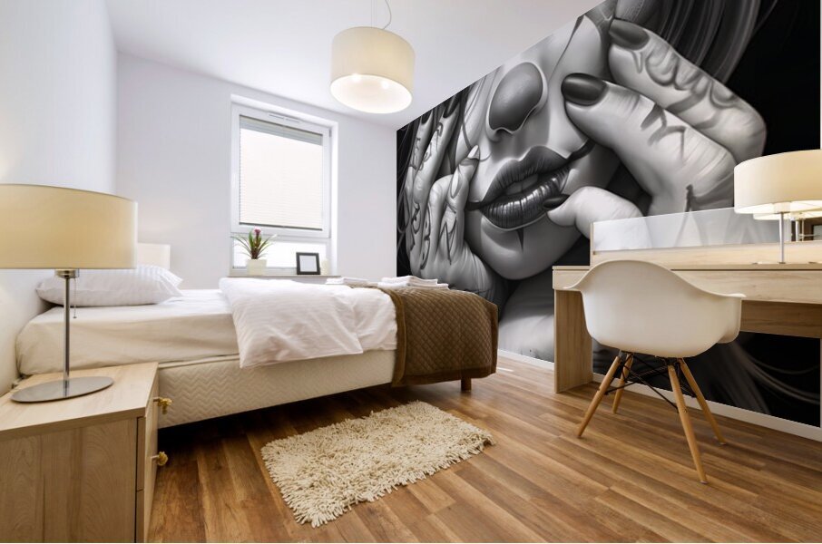Monochrome Tattooed Clown Portrait Mural print