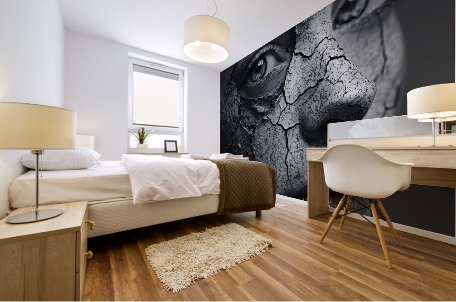 Hauntingly Beautiful Cracked Portrait Mural print