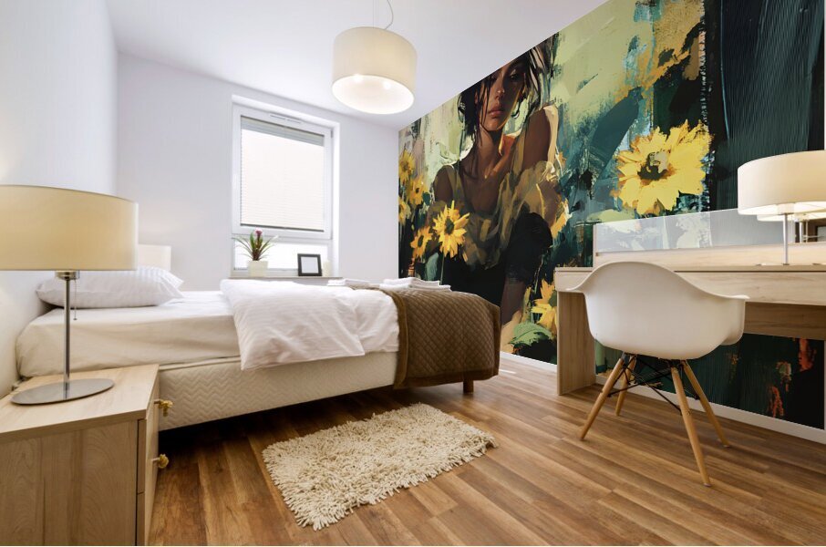 Tranquil Beauty Amid Sunflowers Mural print