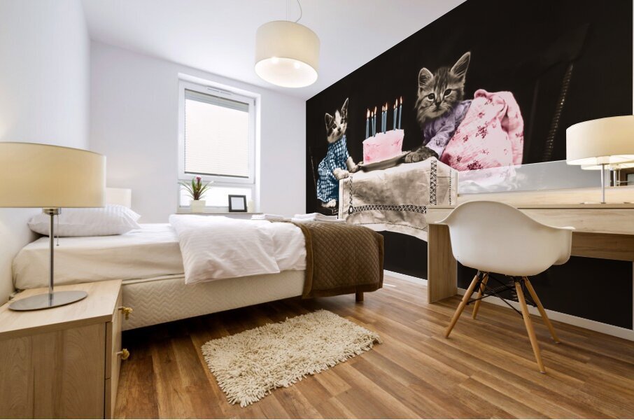 Vintage kittens birthday Mural print