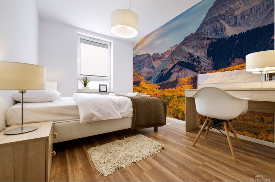 Golden Autumn Peaks Mural print