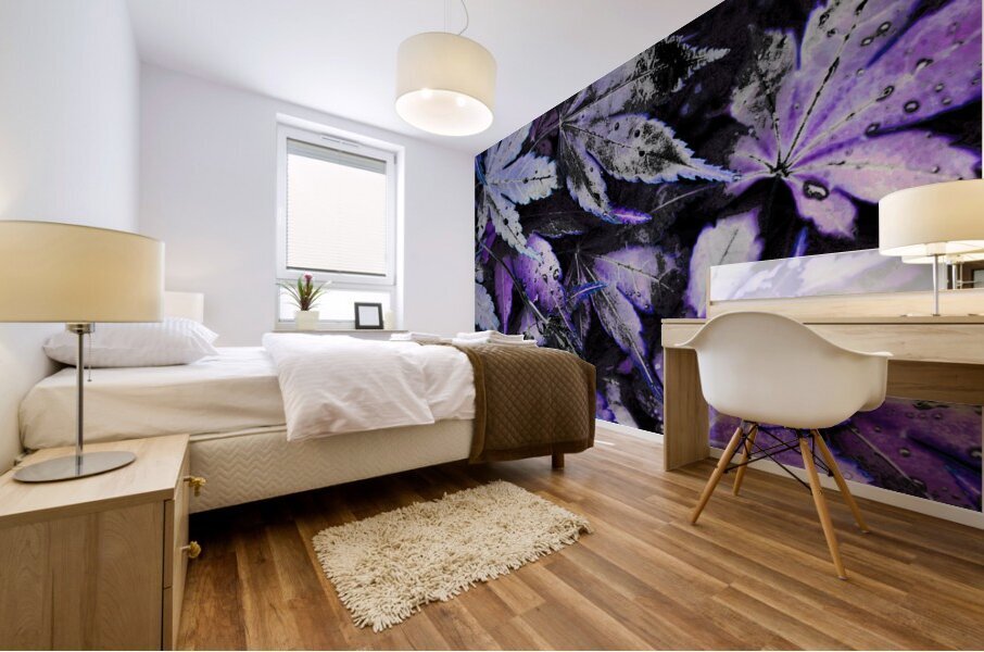 Abstract Acer Leaves in Blue and Purple Mural print