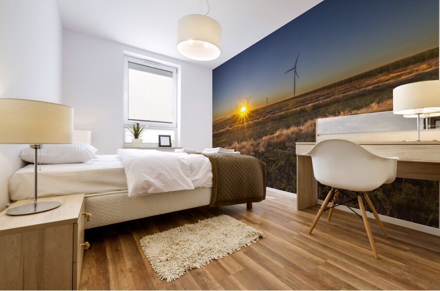 Sunset by the Wind Turbine Mural print