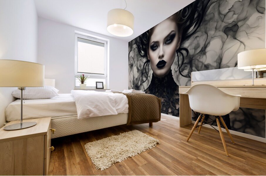 Elegant Gothic Portrait in Smoky Details Mural print