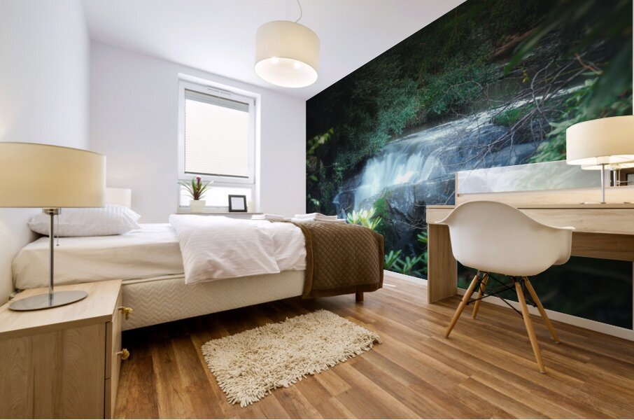Wild Creek Falls Through the Trees Mural print