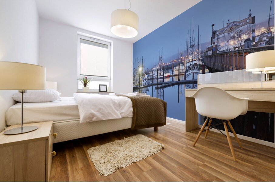 Fog Rolling in the Harbor Mural print