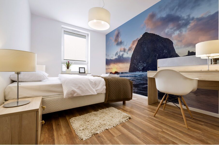 Haystack Rock on Cannon Beach Mural print