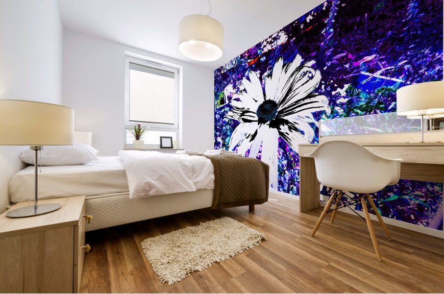 Abstract Psychedelic Surreal Daisy Flower Mural print