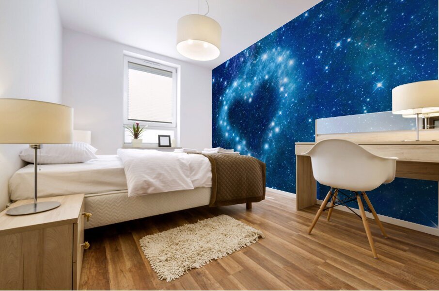 Romantic night heart in a starry sky Mural print