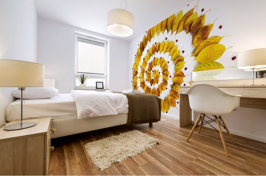 Autumnal leaves spiral Mural print