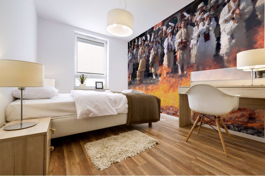 Fire walking festival in Japan Mural print