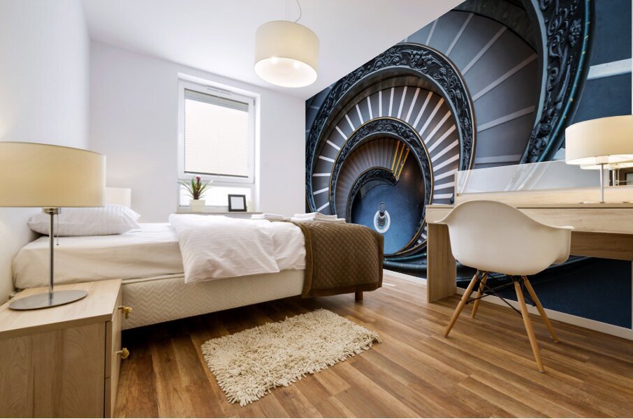 Bramante spiral staircase at the Vatican Mural print