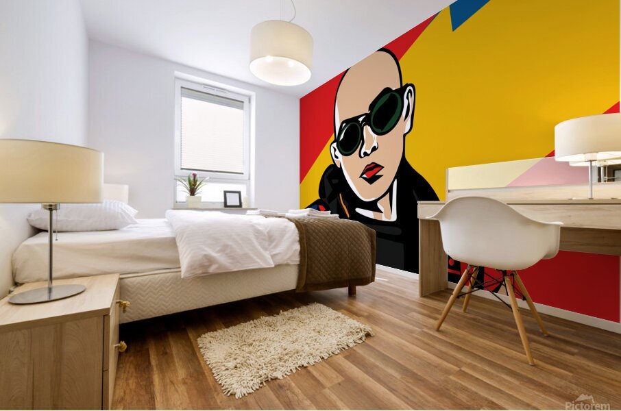 Bold Pop Art Gen Z Portrait with Retro Sunglasses Mural print