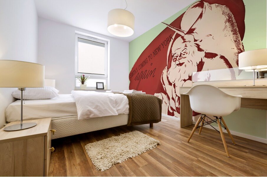 2024 Christmas Themed Decor Ideas | 1930s Santa Claus Art Mural print