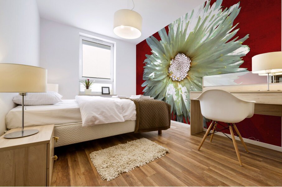 Abstract White Daisy Flower on an Abstract Background  Mural print