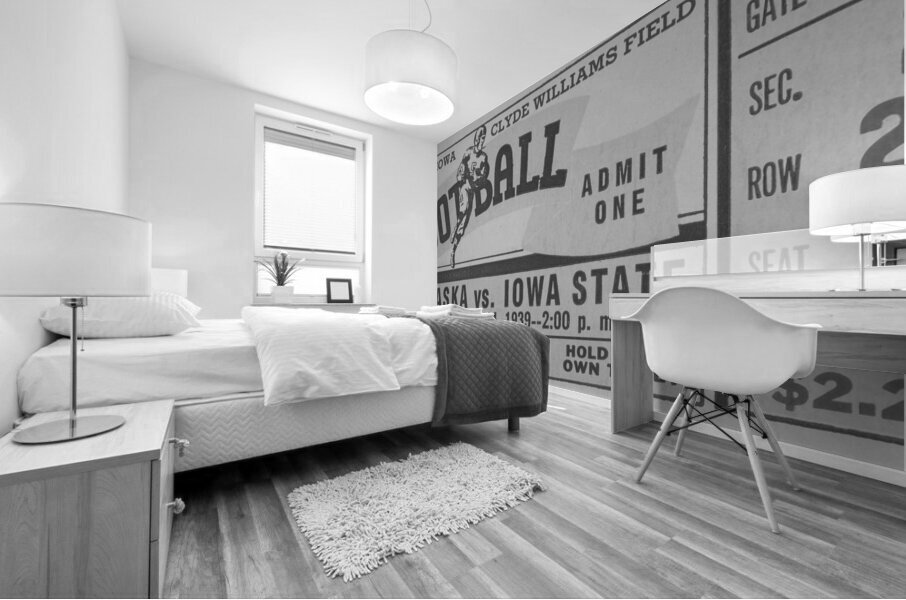 1939 Iowa State vs. Nebraska Black and White Ticket Remix Mural print